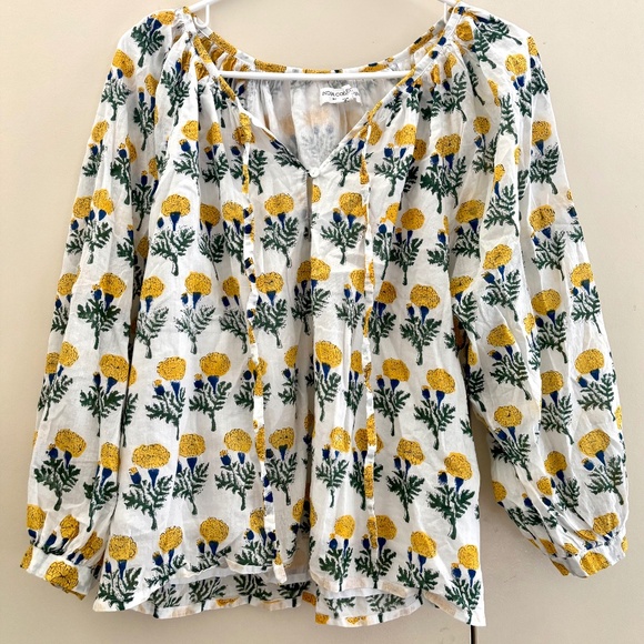 Emerson Fry LUCY BLOUSE BIG MARIGOLDS WHITE ORGANIC India collection Size M - Picture 11 of 15